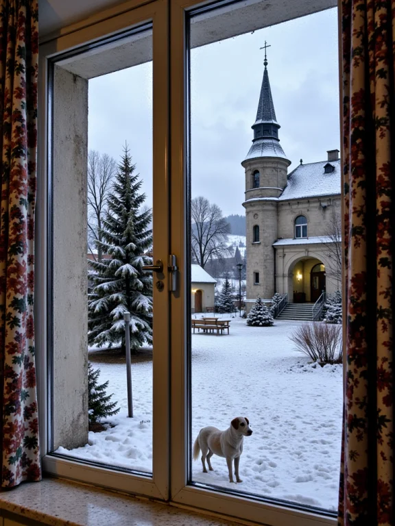 Imdbgy, Front View Of Beyond The Windows Are Snow-covered Tr...