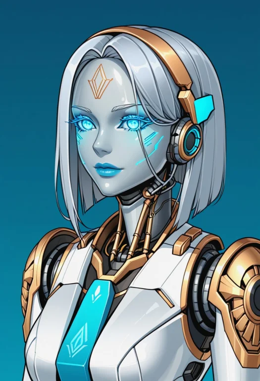 A 35mm Photo Of A Beautiful Robotic Woman, She Has A Faceles...