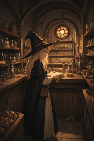 Masterpiece, Best Quality, Amazing Quality, Witch, Lineart,... — Stable Diffusion AI Prompt: masterpiece, best quality, amazing quality, witch, lineart, clothed, medieval la...