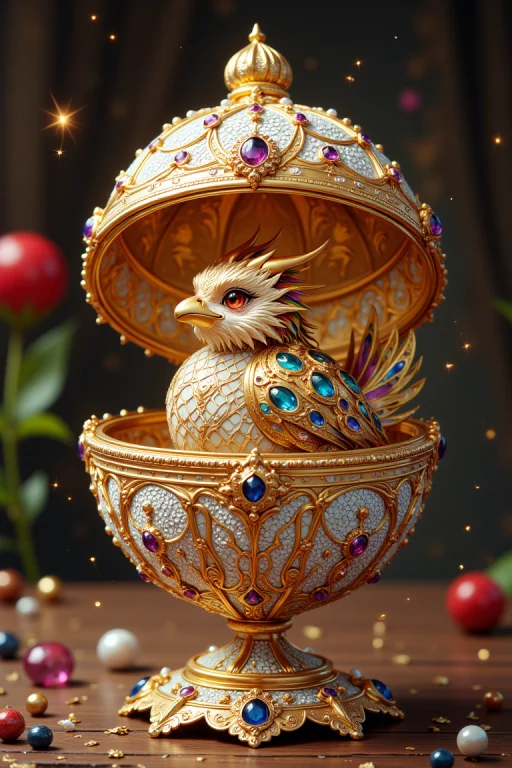 A Rare, Intricate Faberg Egg Made Of Gleaming Gold And Encru...