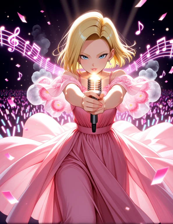 Android 18 Dragon Ball, Cowboy-shot, Wearing Modest Coverage...