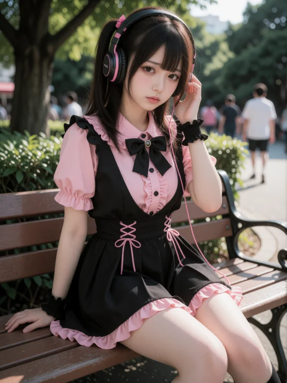 Cinematic, Ultra-realistic Photo, A Jirai-kei Idol In A Blac...