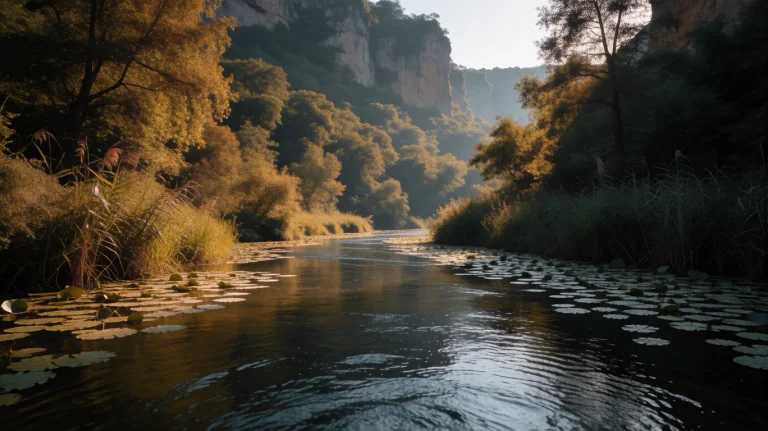 Scrtry2002, A Tranquil River Winds Through A Lush, Forested...