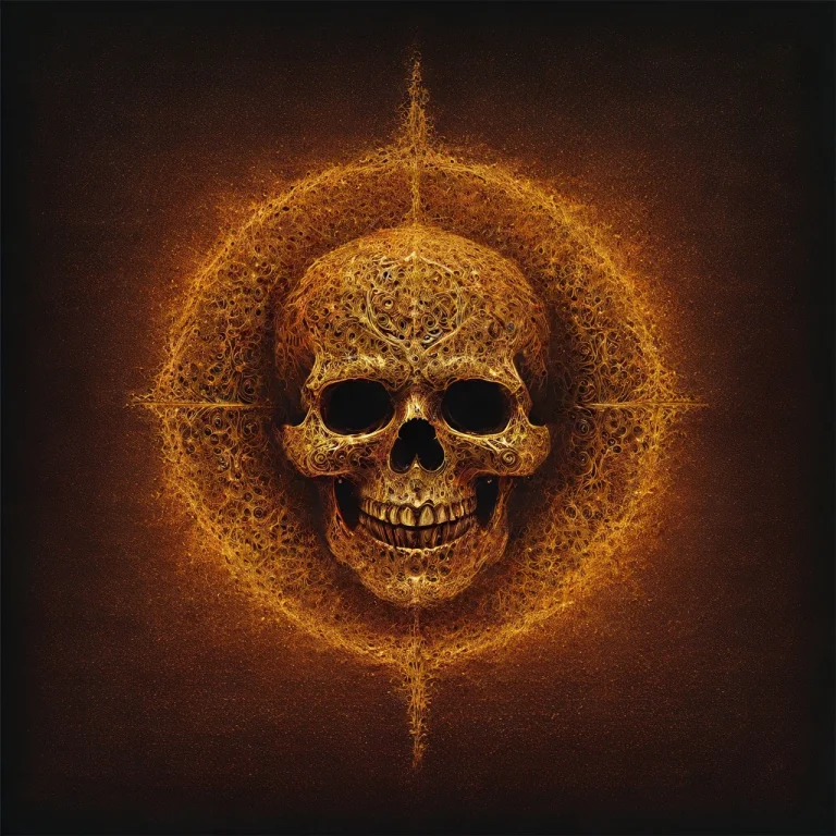 A Tight, Dramatic Close-up Shot Focusing On A Skull-faced Fi...