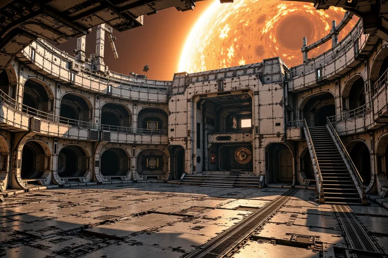 Hasc, Hidden Abandoned Space-station Courtyard, A Vast Open-...