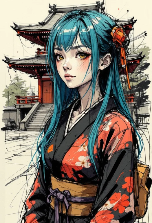 Nvinkpunk, Colored Sketch In The Style Of Ck-ccd, Japanese S...