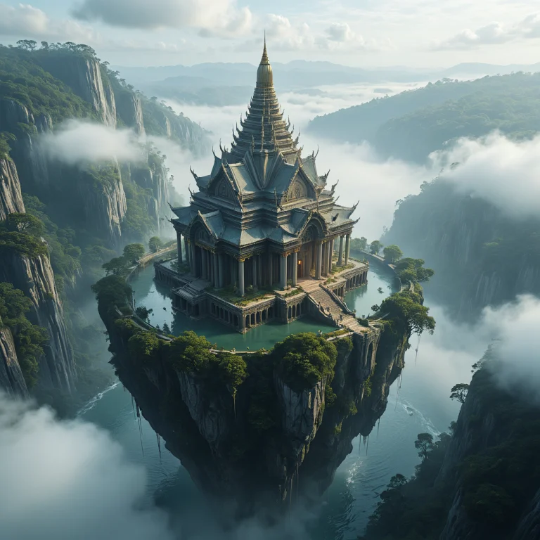 Fantasy Style. Fantasy Dreamlike Art. Above An Island Shroud...