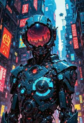 In Otomo Katsuhiro Style1.2, Masterpiece, High-quality, A Fu... — FLUX AI Prompt: (in Otomo Katsuhiro style:1.2), masterpiece, high-quality, A futuristic scout in...