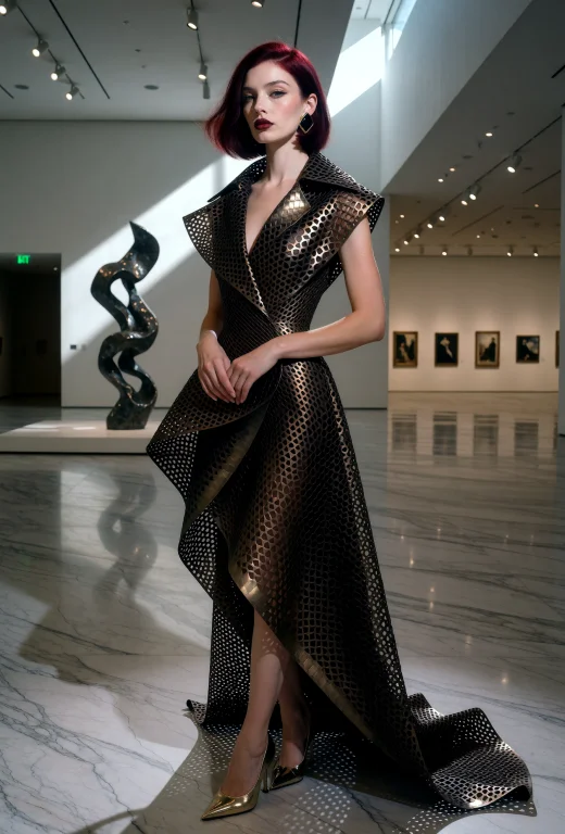 A Sophisticated 25-year-old Woman With Deep, Rich Crimson Ha...