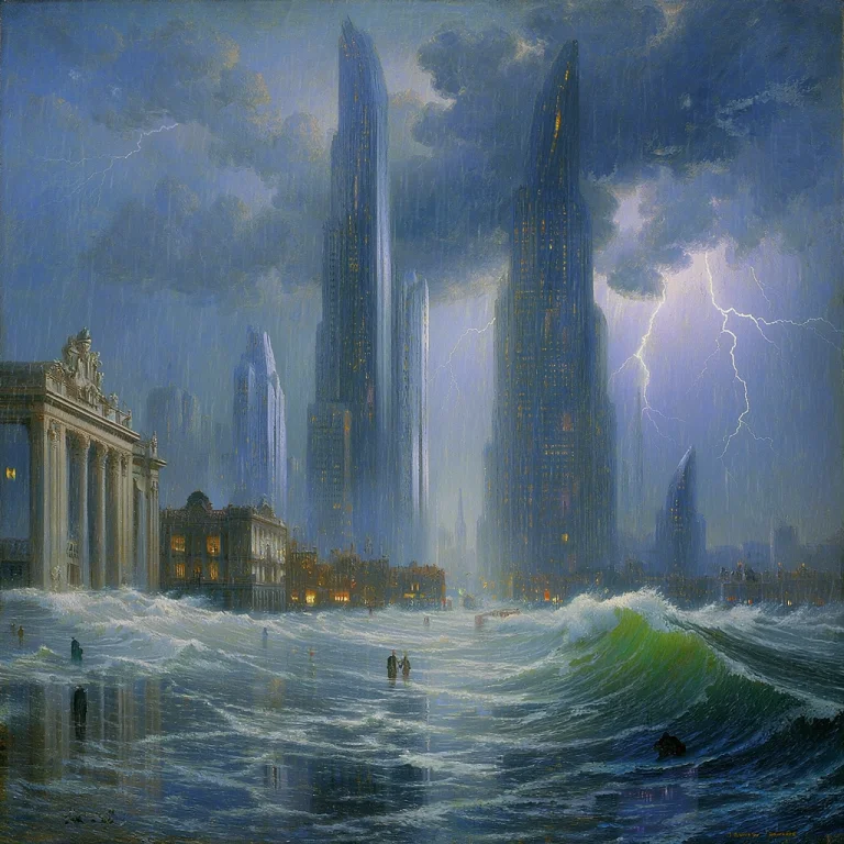 R1536f2daivaz Panoramic Oil Painting By Ivan Aivazovsky, Tow...