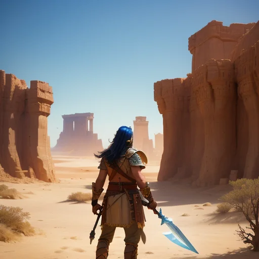 Concept Art Of A Lone Desert Warrior Wielding A Curved Scimi...