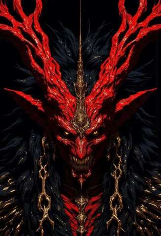 A White-eyed Red Demon From The Lower Regions Of Hell. — FLUX AI Prompt: "A White-eyed Red Demon from the Lower regions of Hell."