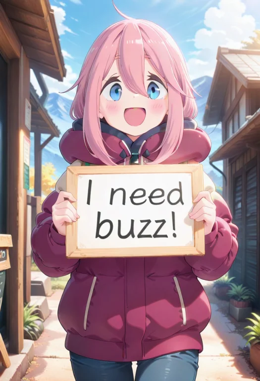 Kagamihara Nadeshikolaid-back Camp, 1girl, Needbuzz, Holding...