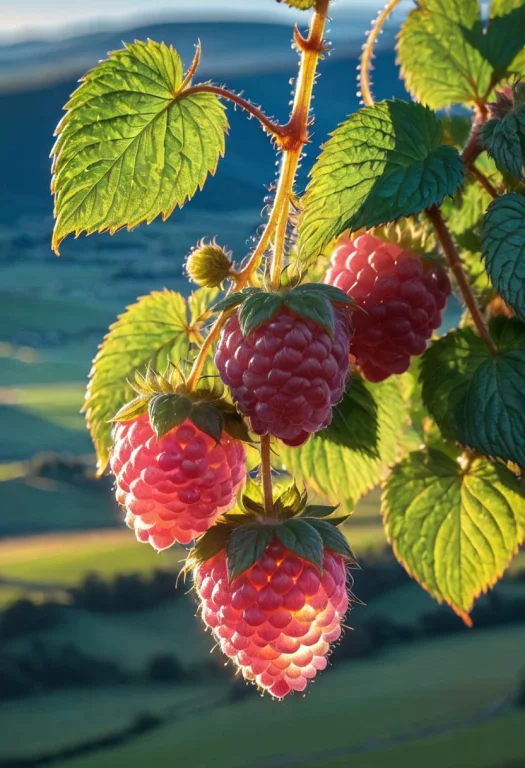 A Delicate Cluster Of Raspberry 1.19 Hanging From Stem Iride...