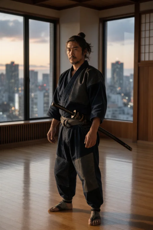 A Cinematic Photograph, A Japanese Male Ronin In His Thirtie...