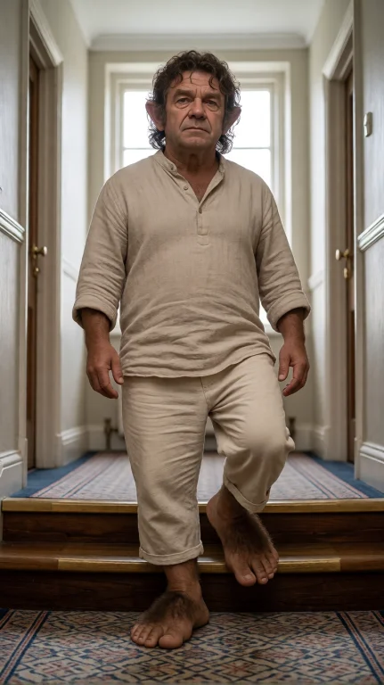 Hbbt Halfling Man, Full Length, Straight-on, Standing Barefo...