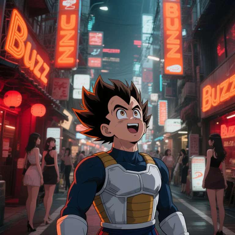 Anime-style Character Drawing Vegeta. His Expression Is Sock...