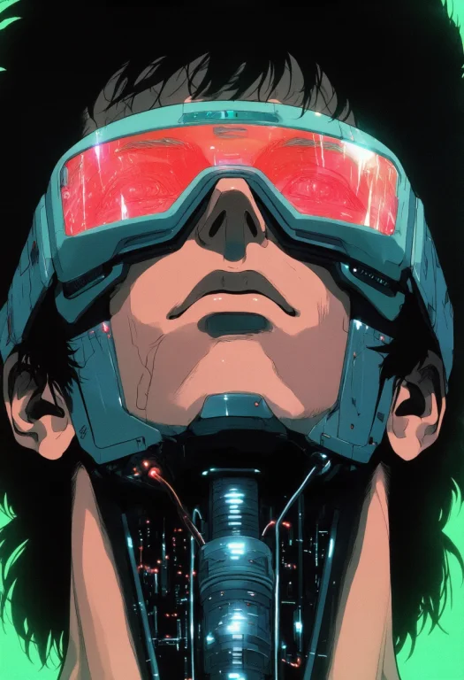 Retrocyberpunk, Retro, Retro Artstyle, A Man Gazes Upward, H...