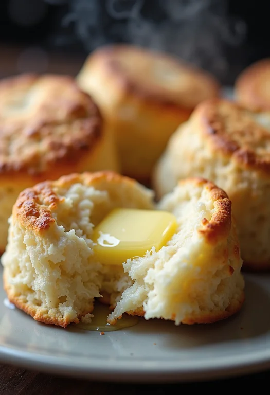 A Plate Of Lush, Golden-brown Biscuits, Each One Perfectly B...
