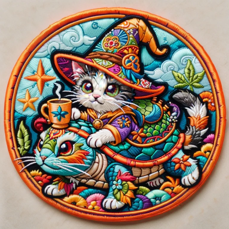 Ral-embroideredpatch, Cute Cat Made Out Of Patchwork, Whimsi...