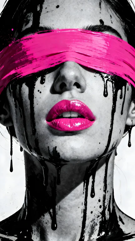 Street Art Style Portrait Of A Beautiful Woman, Face Covered...