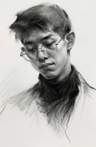 Sketch Portrait Free — Stable Diffusion AI Prompt: sketch_portrait, monochrome, solo, 1boy, greyscale, male focus, glasses, round e...