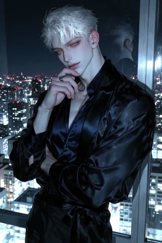 Highres, Absurdres,p41m0nk1, Newest A Pale-skinned Young Man... — Stable Diffusion AI Prompt: highres, absurdres,P41M0NK1, newest A pale-skinned young man with sleek, silver-...