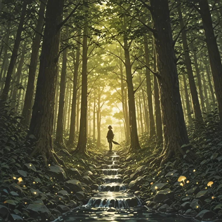 Mystical Dense Forest, Towering Ancient Trees, Glowing Mushr...