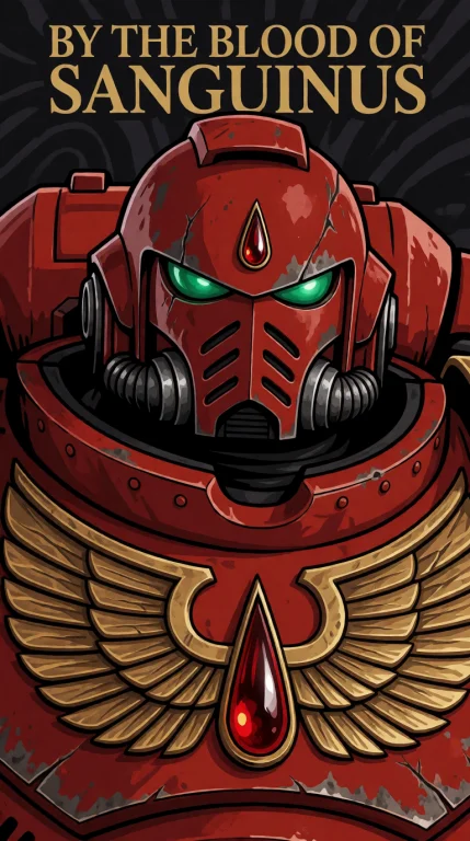 Digital Illustration Of A Blo0da40k Warrior With A Helmet. T...