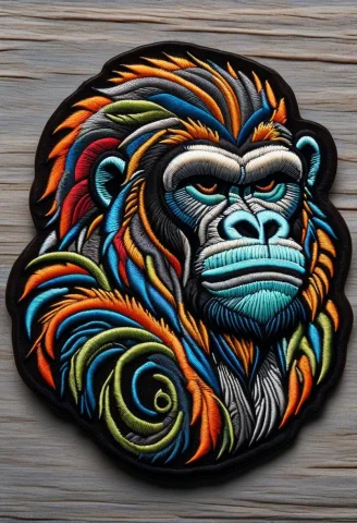Ral-embroideredpatch, An Embroidered Patch Design Of A Silve... — SDXL AI Prompt: ral-embroideredpatch, an embroidered patch design of a silverback gorilla chest-...