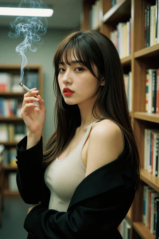 This Candid Shot Showcases A Long-haired Taiwanese Woman Wit...