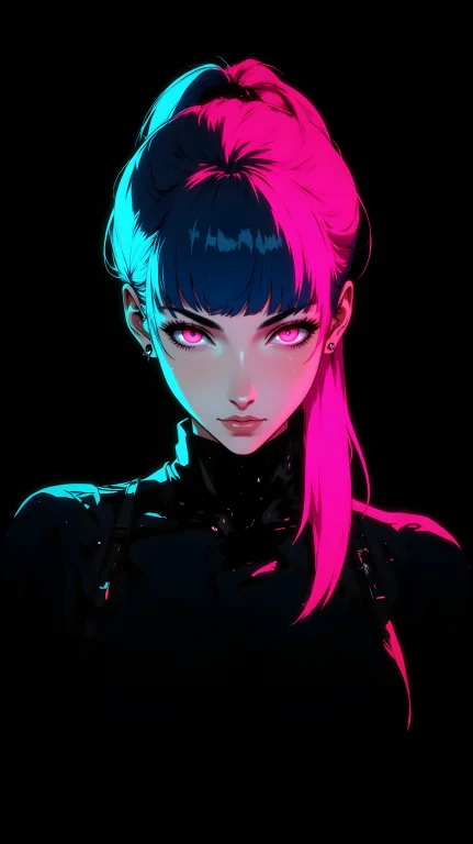 A Striking And Futuristic Portrait Featuring A Person With V...