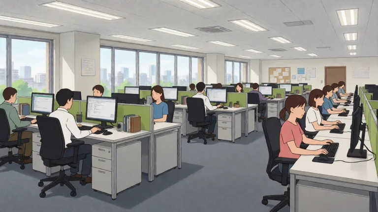 A Modern Open-plan Office With People Working At Computers U...