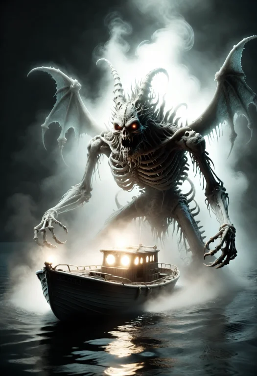 Large Mist Monster With Glowing Demon Eye Emerging From The...