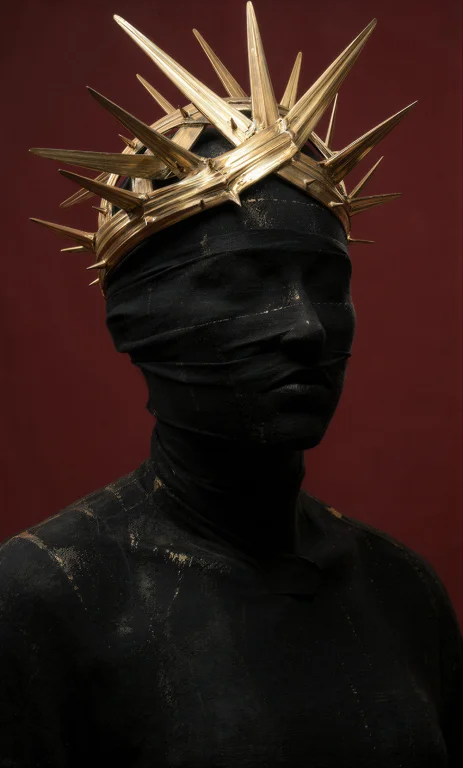 A Headless-seeming Sculptural Bust Figure Entirely Wrapped I...