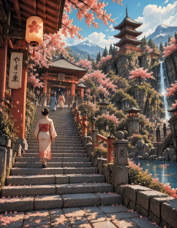 Lorasakurareverieill1 Z1os, Vibrant Anime Spring Scene Of A...