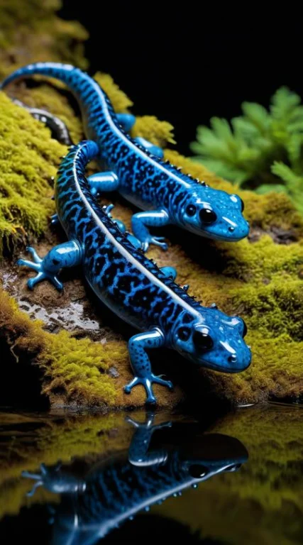 Sapphire Salamanders, With Deep Blue Crystalline Spines That...