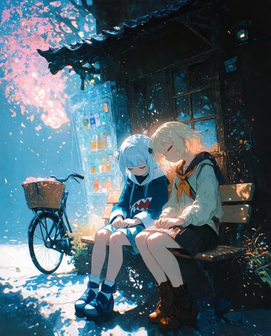Anime Seafood Shop Illustration Prompt — Stable Diffusion AI Prompt: PoseDaal,zidiusArt,JapanMoments,BurstDaal,Ultr4VioletNiji,whimsical storybook il...