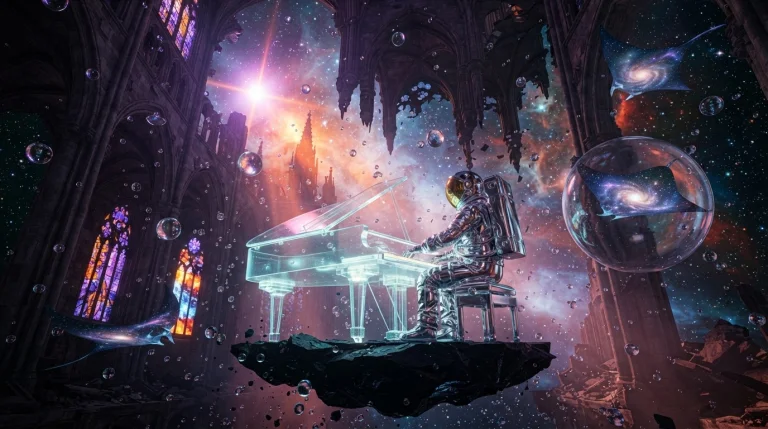 A Hyperrealistic, Mind-bending Surreal Scene Of A Lone Astro...