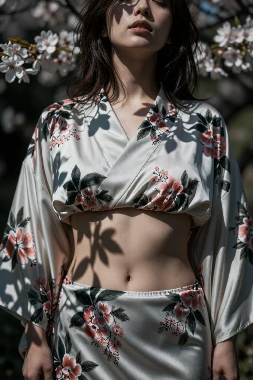 A Japanese Woman Whose Waist And Hip Occupy The Central And...