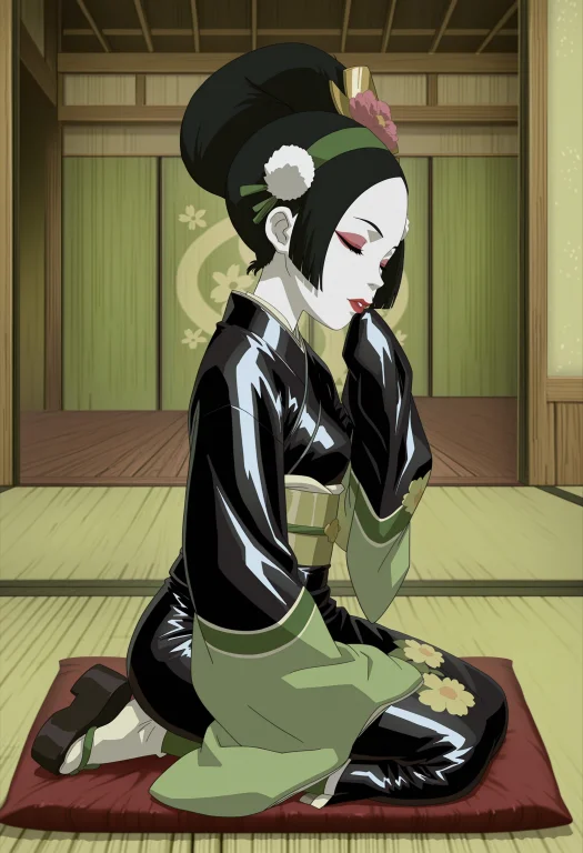 In The Avatar Animation Style, 1girl, Toph, Short Hair, Blac...