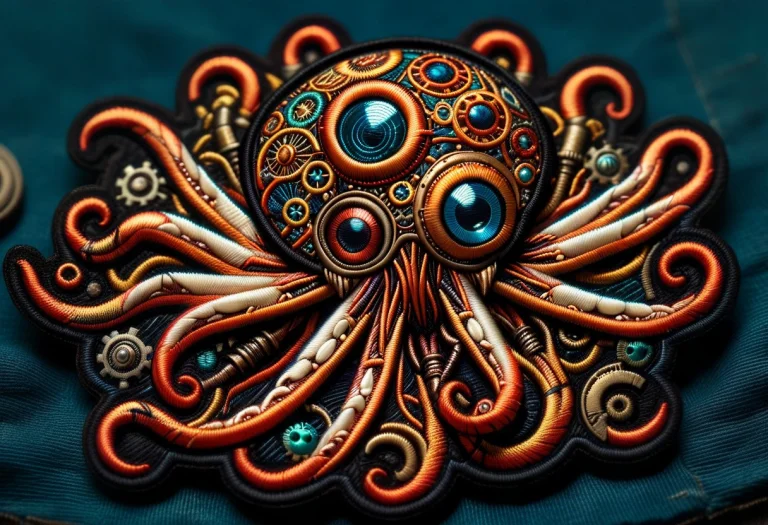 Steampunk Squid Ral-embroideredpatch Madefrom Fire A Ral-emb...