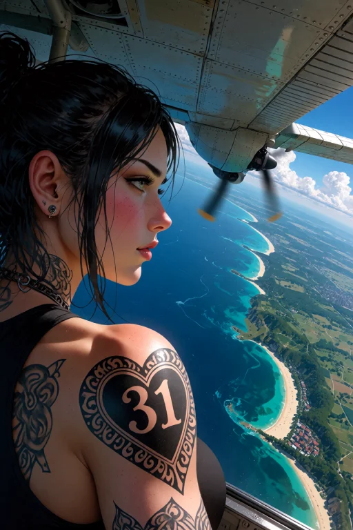 , A Heart 31 Tattoo On Left Shoulder, As The Plane Ascended,...