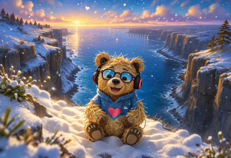 A Bear, Made Of Straw, Laughing, Wearing Heart-shaped Glasse...