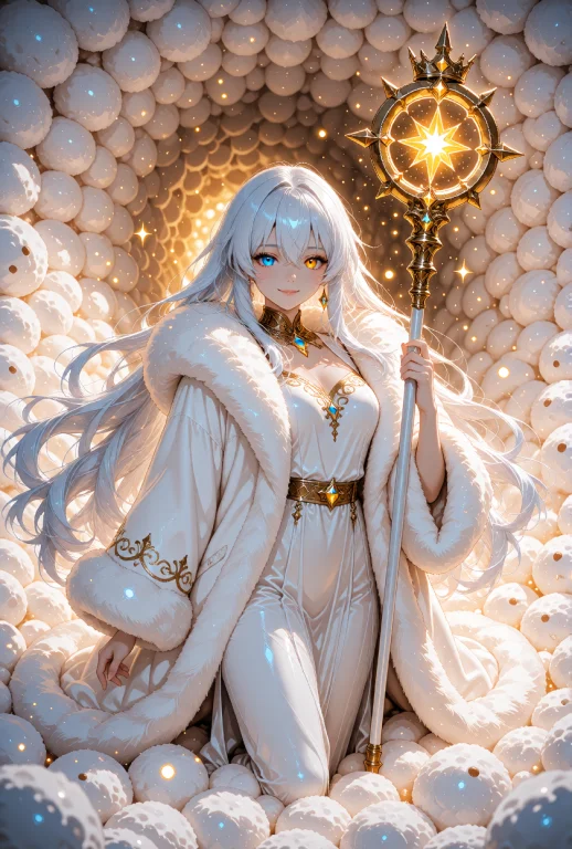 A Fantasy Woman With Long, Flowing Silver Hair And Heterochr...