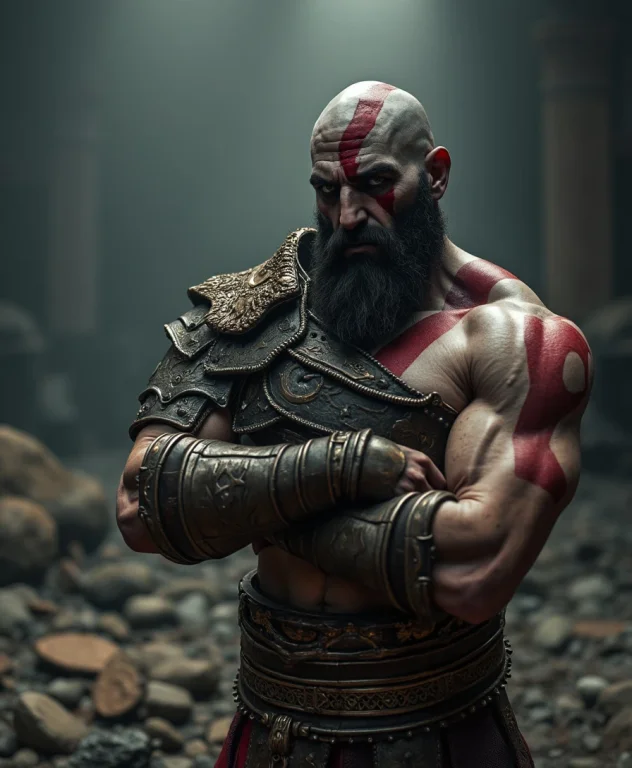 A Hyper-realistic Cinematic Photograph Of Kratos From God Of...