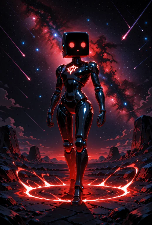 An Android With A Boxy, Cubic Head And A Sleek, Humanoid Bod...