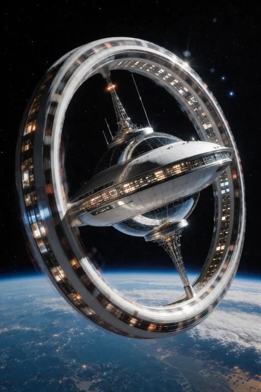 Retrofuturismbymrjohn, A Wheel-shaped Orbital Space Station...