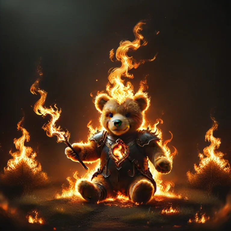 Flame Teddy Bear, Fire, Flames, Charred