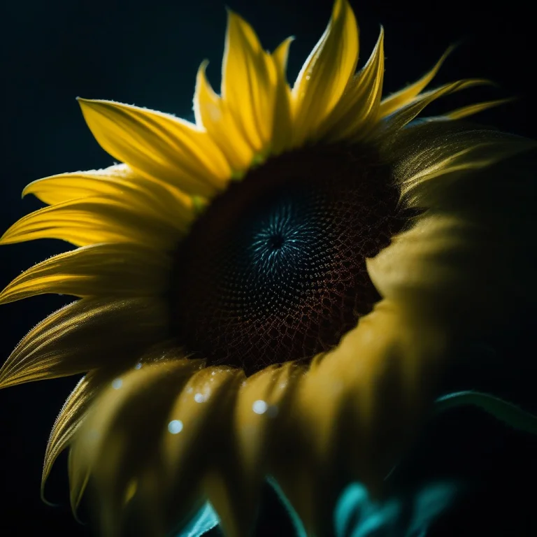 A Surreal Macro Photograph Of A Towering Sunflower In An Ove...